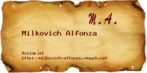 Milkovich Alfonza névjegykártya